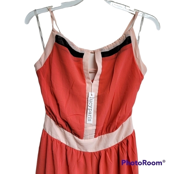 Lucy Paris Peach And Orange-Coral Flowy Maxi Dress - Picture 2 of 10